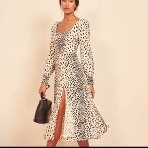 Reformation Alessi Cheetah Print Midi Dress Size 12